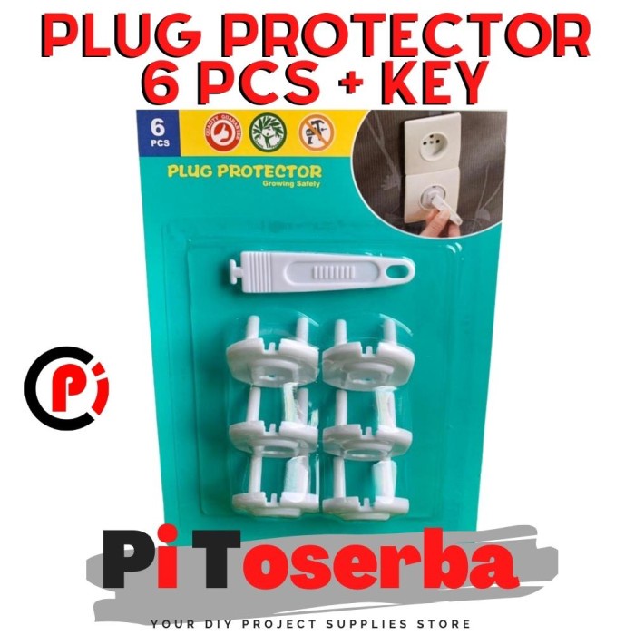 Plug Protector Pelindung Pengaman Stop Kontak 6 Pcs Plus Key