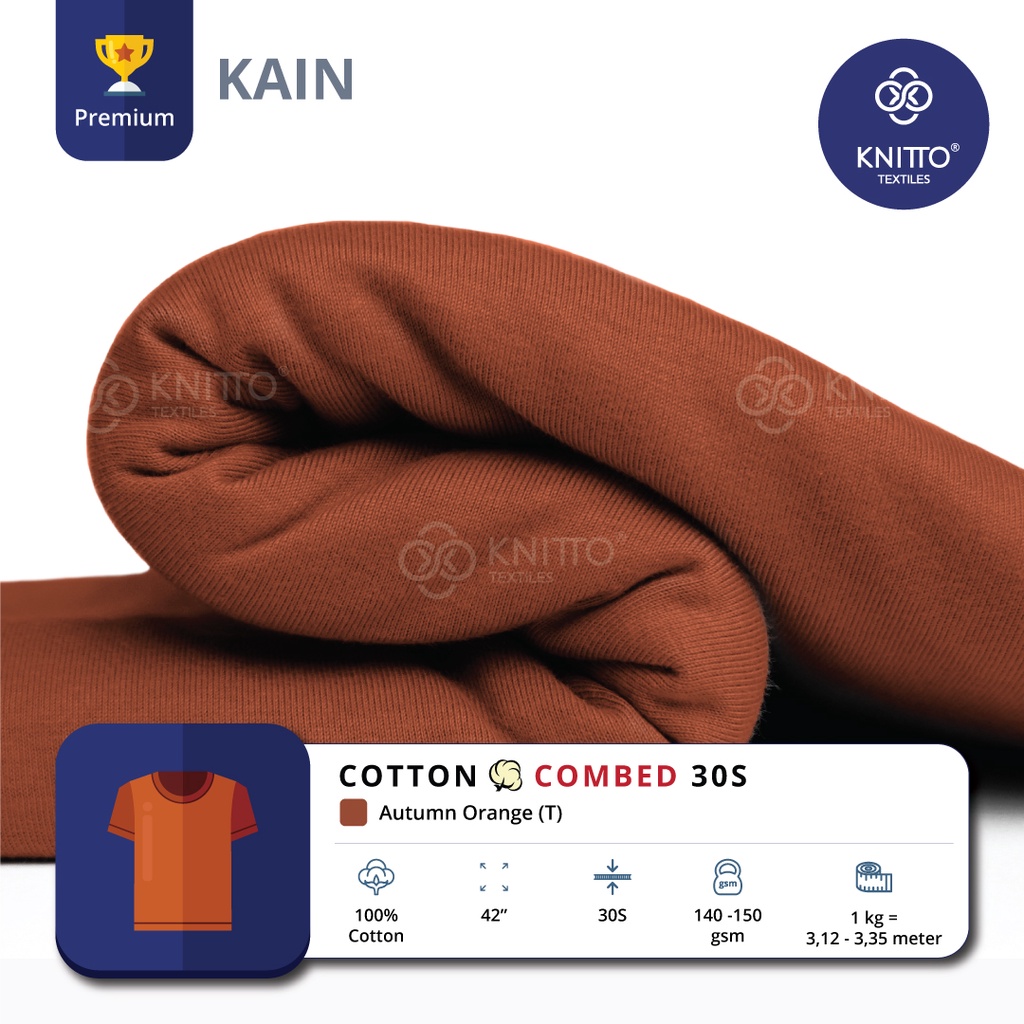 KAIN KAOS COTTON COMBED 30S AUTUMN ORANGE ( BAHAN KAOS ) - KNITTO