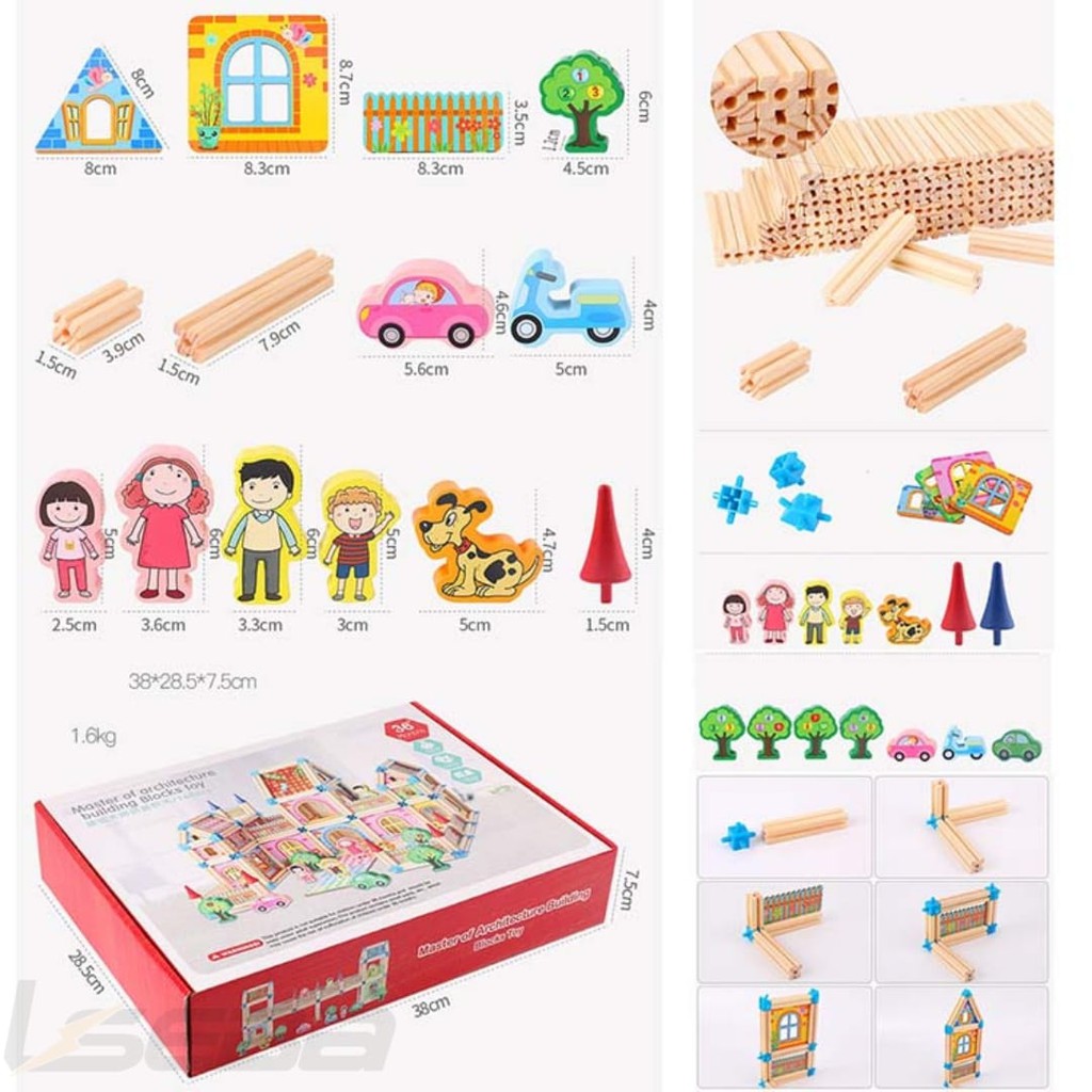 Mainan edukasi BUILDING BLOCKS MONTESSORI TOY | 128pcs