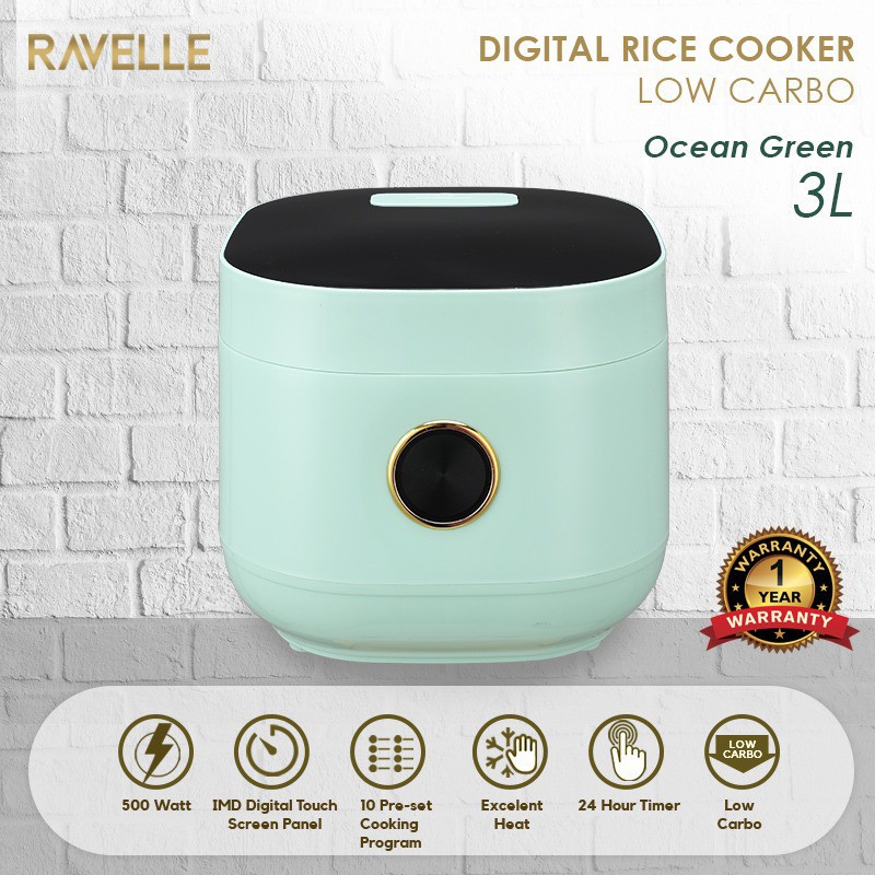 Ravelle Digital Low Carbo Premium Rice Cooker 3 Liter Low Sugar