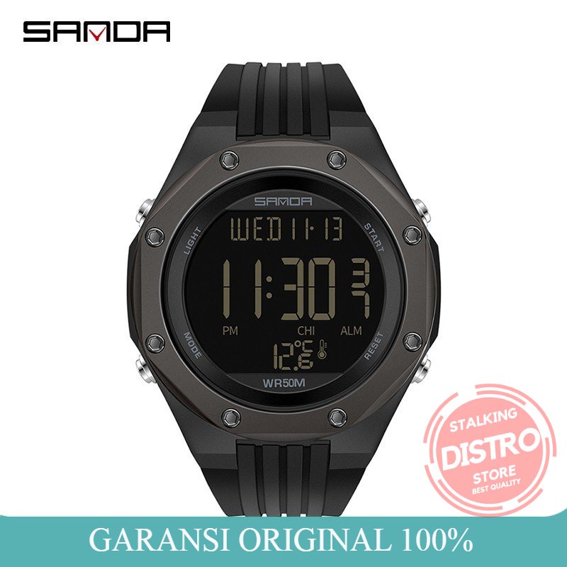 Jam Tangan Pria Wanita Digital SANDA 6028 Thermometer  Anti Air