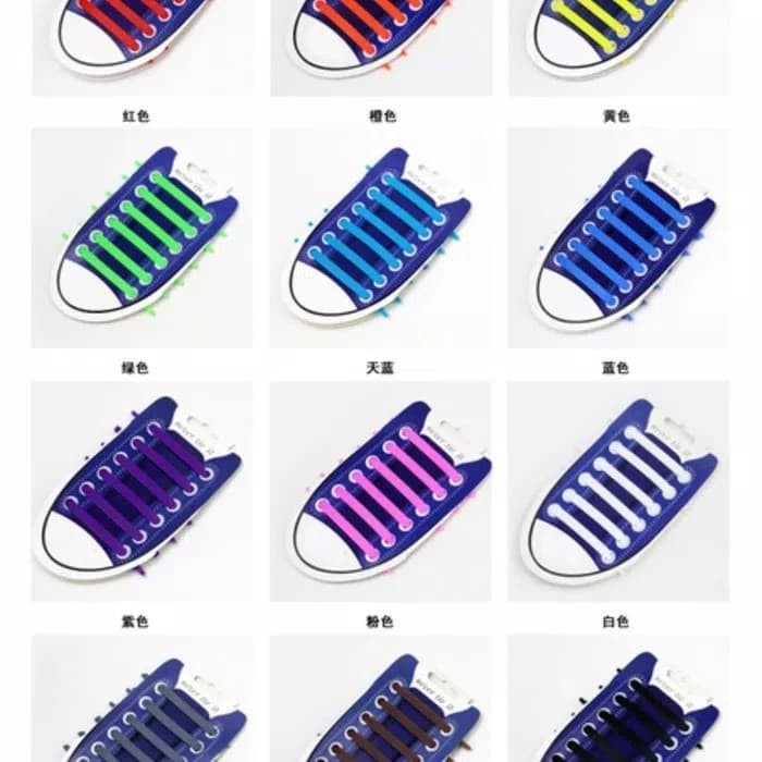 Grosir tali sepatu shoelaces silikon silicone karet elastis olahraga Keren