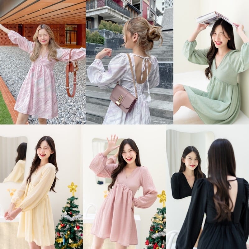 Luna Dress Gaun pastel,Import Bangkok