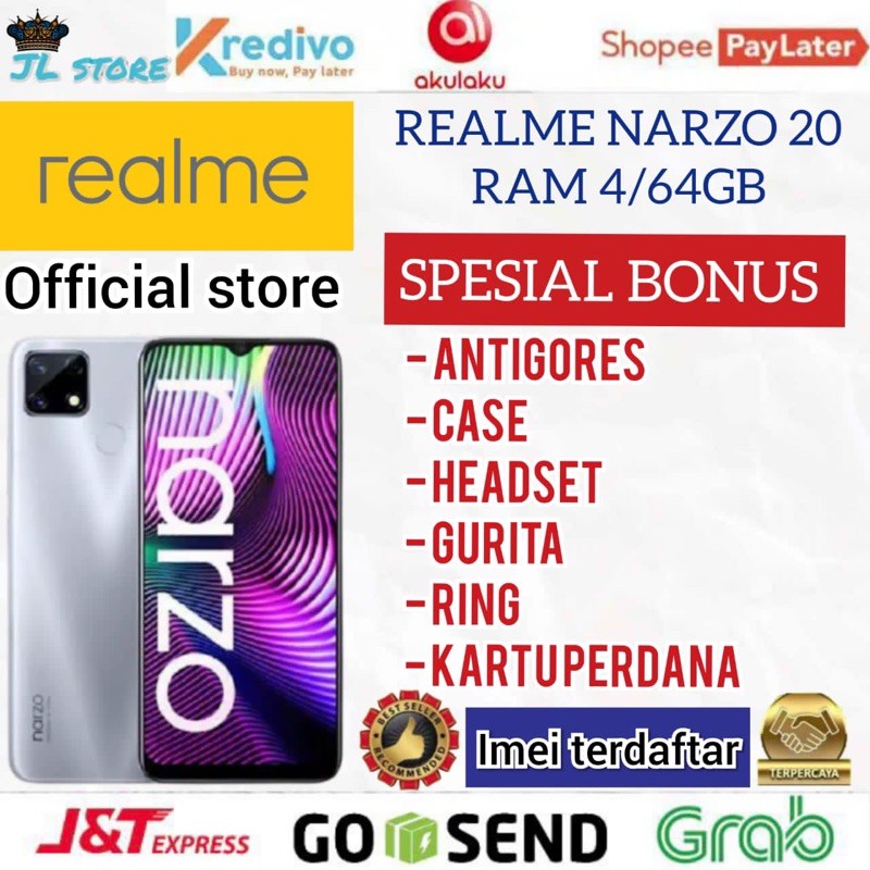 REALME NARZO 20 RAM 4GB ROM 64GB GARANSI RESMI REALME