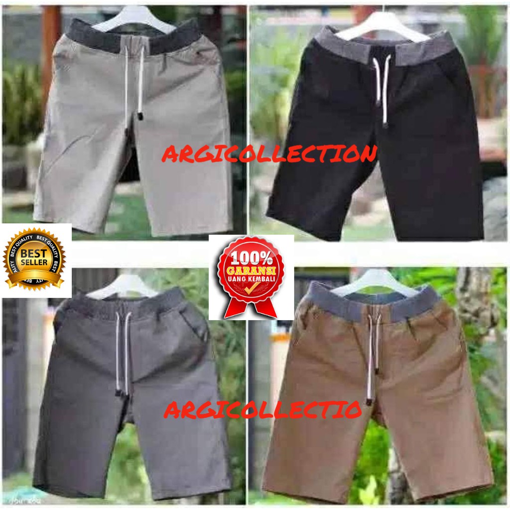 [BIG SIZE] CELANA CHINO PENDEK PRIA PINGGANG KARET / RIP KATUN TWILL PREMIUM SURFING SANTAI