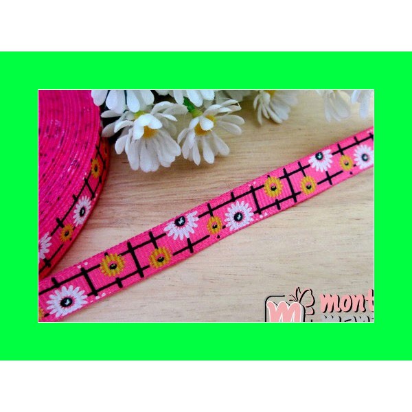 

Pita Grosgrain Sunflowers Hot Pink 3/8 inch PITA-057 Toko Art And Craft