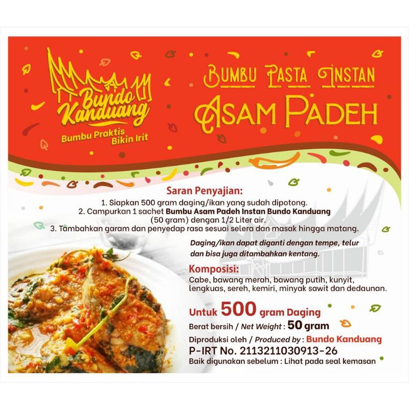 

BUMBU PASTA INSTAN ASAM PADEH BUNDO KANDUANG ASLI MINANG