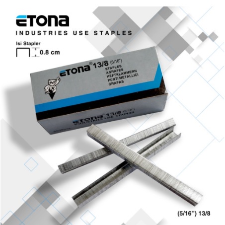 

taples Etona 13/8 mm Isi staples untuk Isi Stapler Tembak/Gun Tacker