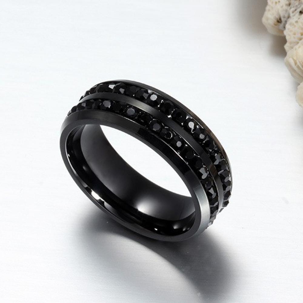 Lily Band Cincin Keren Nikah Titanium Pria Wanita Hitam Cz