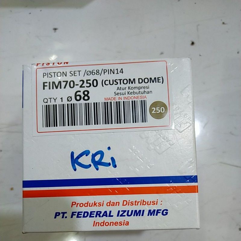 piston seher kit bore up FIM 70 diameter 65.5 66 66.5 67 67.5 68 mm pen pin 14 mm DOME MENTAH CUSTOM-OS 250 (68MM)