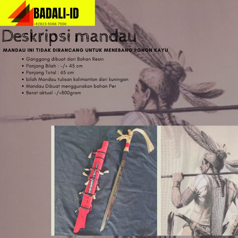 Mandau ukir merah