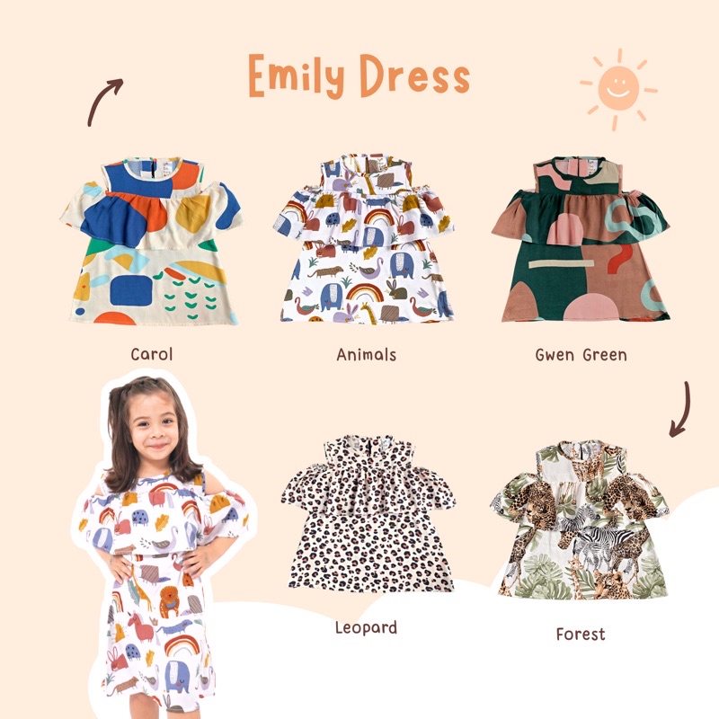 Yobebee Emily Dress Rayon Anak Perempuan Usia 2 3 4 6 7 Tahun Baju Blouse Korea Gaun Babydoll Daster Kids Motif Bunga Karakter Katun Lembut Model Baju Casual Harian Main Santai Anak Cewek