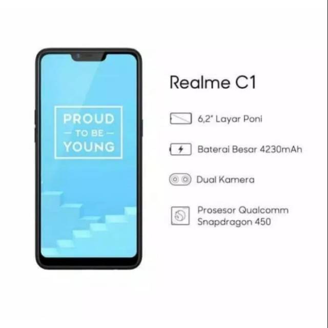 Hp Realme C1 Ram 2/16GB - Garansi Resmi Realme Indonesia -Black & Blue
