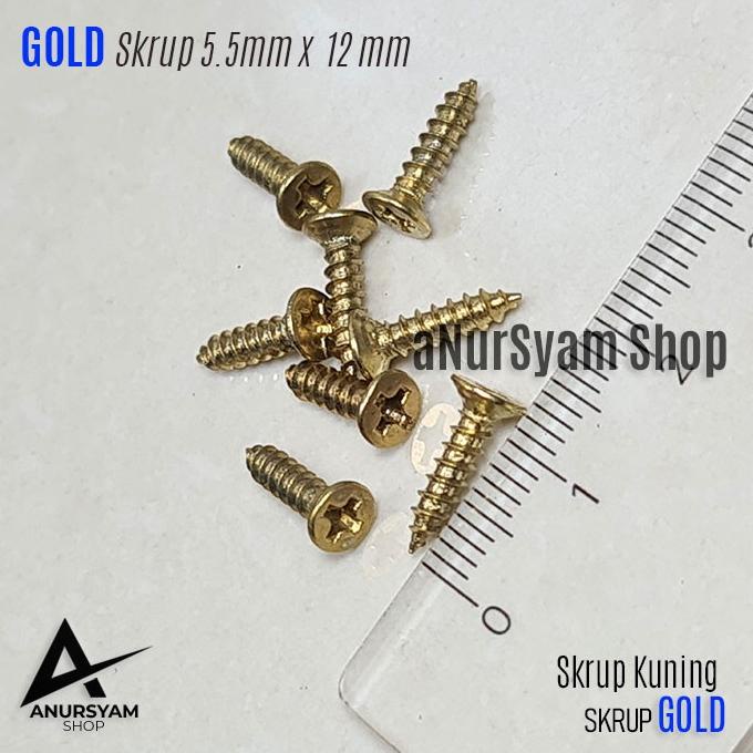 Skrup Kuning 5.5 x 12 mm isi 25 pcs / Sekrup Kecil / Sekrup Gold anursy44 Diminati Banget