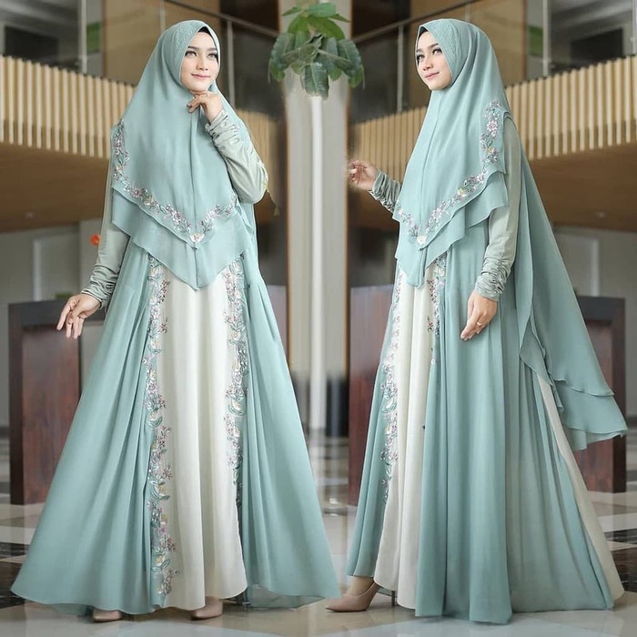 PREMIUM SYARI HARSYA / GAMIS SYARI CERUTY / SET SYARI JUMBO / GAMIS JUMBO - LEMON