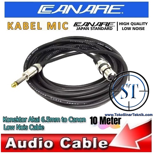 Kabel Mic Canare 10M Cable Microphone Audio Low Noise 10 Meter Jack Xlr Canon to Akai 6.5mm Kualitas Bagus Lentur