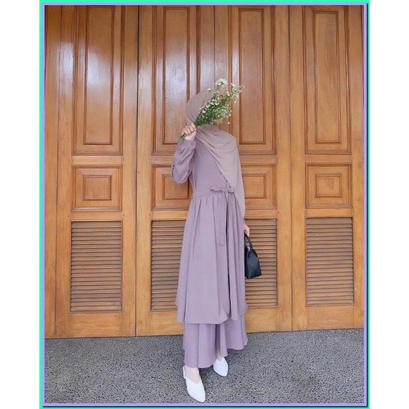 Baju Gamis Drees Stelan Pesta Wanita Remaja Dewasa Lengan Panjang Kekinian Premium Mewah Pakaian Set