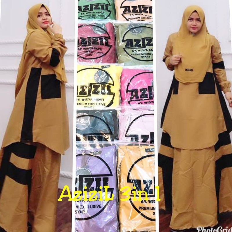 SALE Set Syari 3in1 Azizil Hijab Ceruty Antem