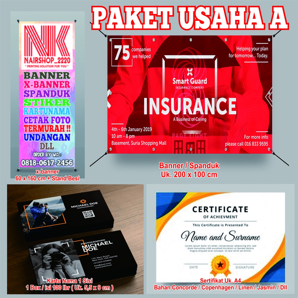

Paket Usaha A ( Banner - Kartunama - Xbanner - Sertifikat )