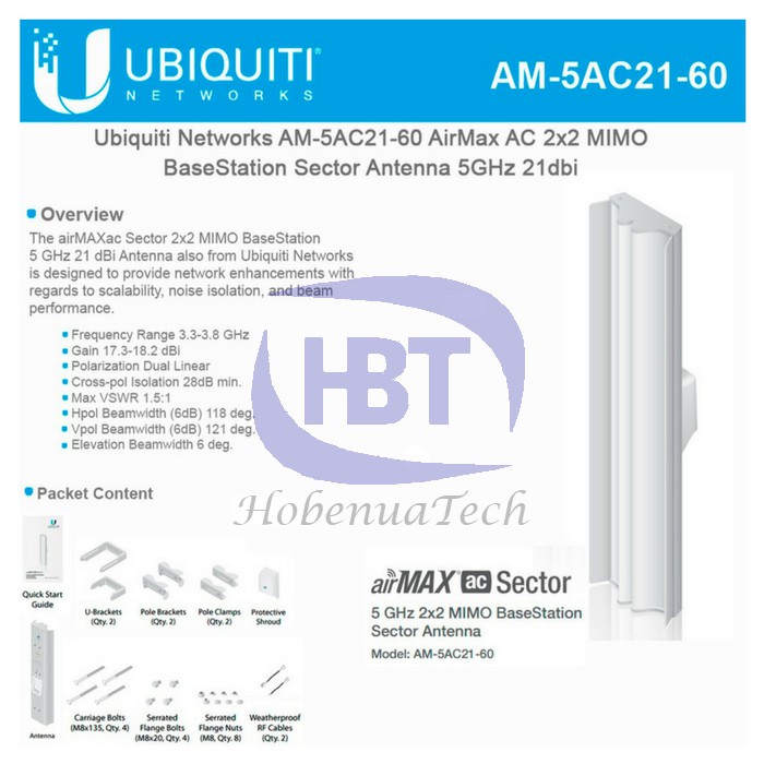 Ubiquiti AM-5AC21-60 AirMAX AC MIMO Sector Antenna 5GHz 21 Dbi
