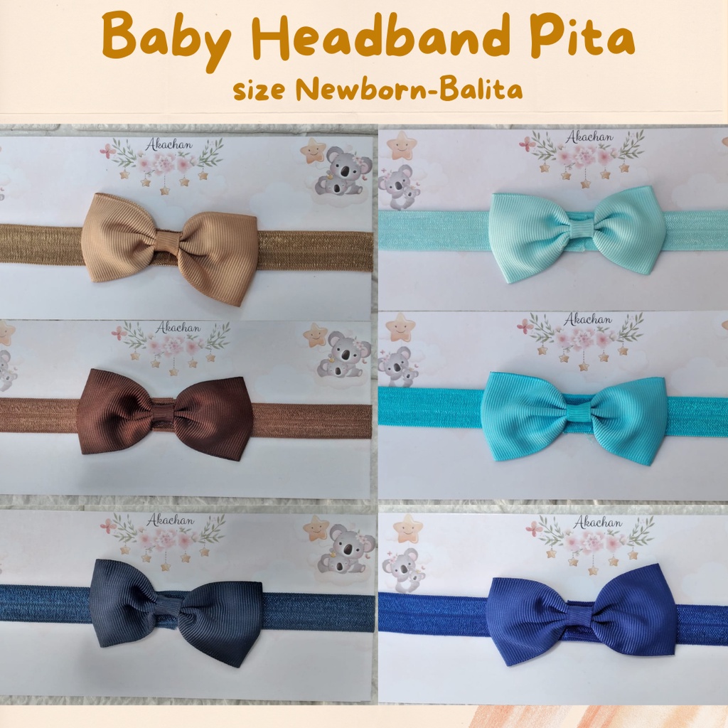 Ikat Kepala Pita Bayi Bandana Bando Aksesoris Kepala Newborn Balita Warna Polos Baby Ecer head band headband