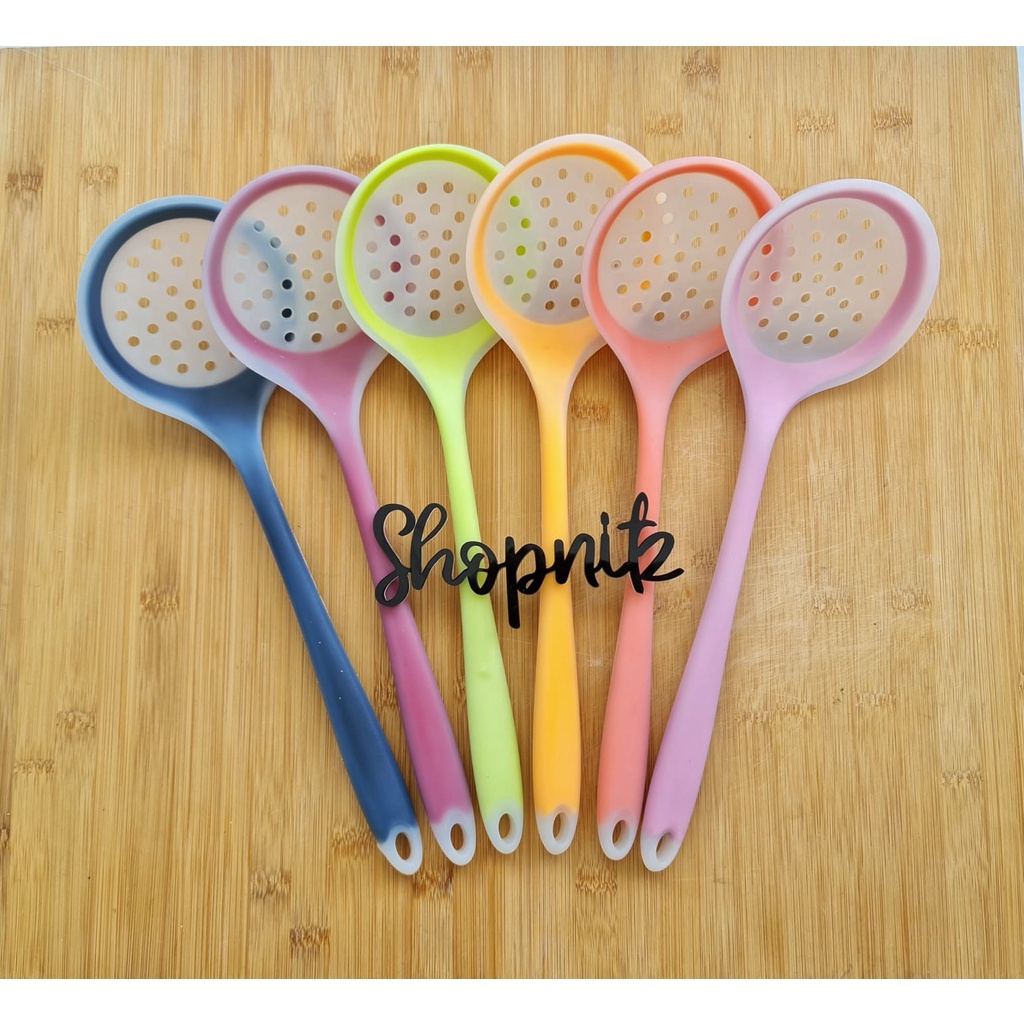 Spatula Silikon Saringan Sutil Skimmer Ladle Silicone Tahan Panas 31Cm