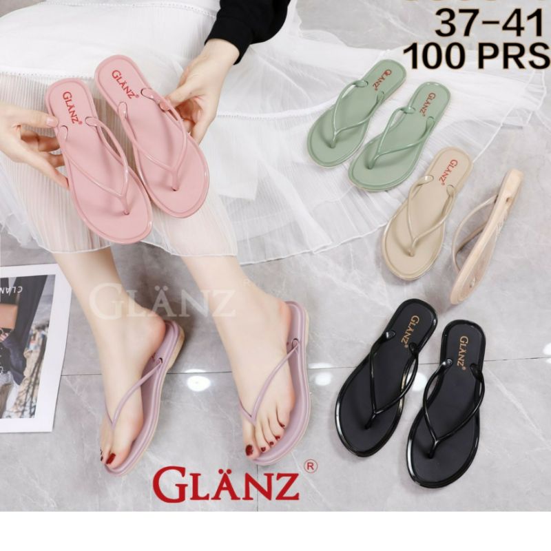 L1001-GL13 Sandal Glanz Tali Bulat Wanita Jepit Karet Sendal Tipis Perempuan Semi Wedges 8368-1 2,5cm Japit Flat Kabel Kecil Tinggi Jelly Cewek Glanzton Verotino 8368 L1001 Empuk Murah Cantik Kekinian