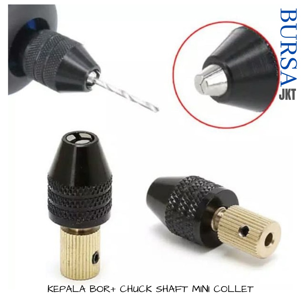 KEPALA BOR MINI KEYLESS M7 0.3 - 3.5 MM + DRILL SHAFT CHUCK MOTOR