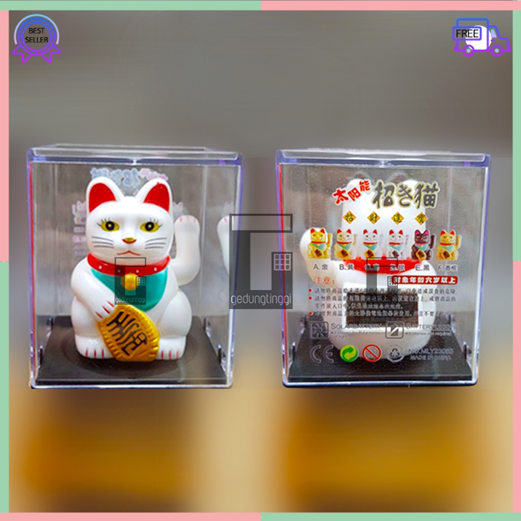 Pajangan Patung Boneka Kucing Hoki Rejeki Rezeki Lucky Cat Keberuntungan Maneki Neko Maneko Neki Mainan Munchkin Keramik Mobil Goyang Gerak Bergerak Mobil Cina Jepang Korea Baterai Solar Supply Imut Cebol Mini Tangan Berotot Muscle Jumbo Besar Lucu Murah