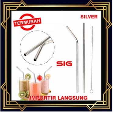 SEDOTAN STAINLESS STEEL LURUS &amp; BENGKOK STRAW METAL  ES55