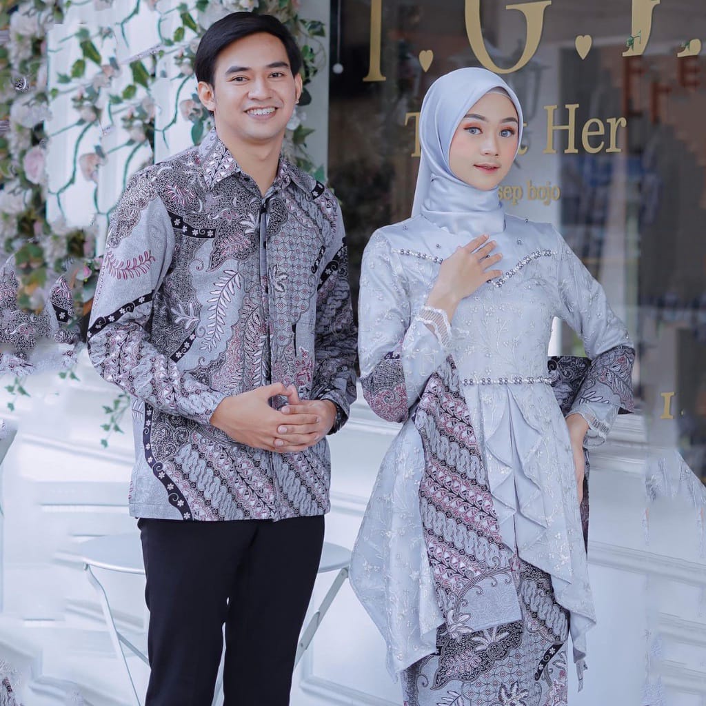 Jual Couple Kebaya Tunanangan Batik Kemeja Motif Terbaru Set Kebaya Wisuda Laffeya Kebaya Brokat 7887