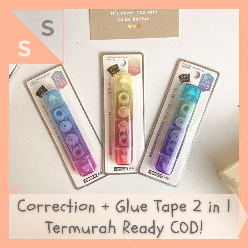 

[simplyshop] 2 in 1 Glue + Correction Tape / Tip Ex / Tipe X Pita Lem Perekat Kertas Twingo Tarik TG-B8138 Fantasy Starry Wonderland Ombre Gradasi Alat Tulis Anak Bingkisan Grosir Hampers Lucu