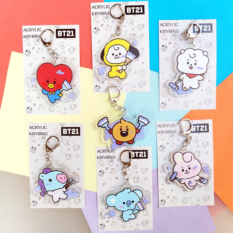 Gantungan Kunci Akrilik KPOP TATA COOKY CHIMMY KOAY SHOOKY MANG RJ Cute Keyring In Stock New Arrival