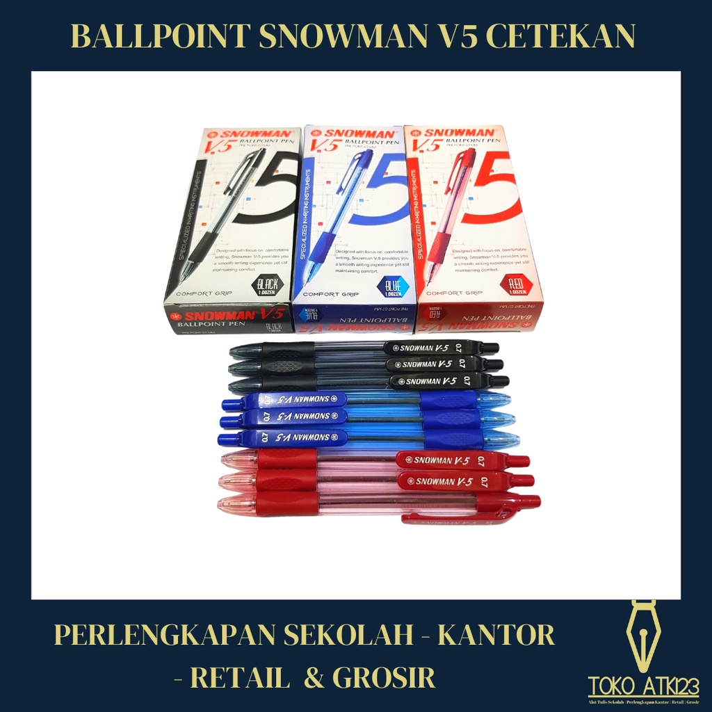 

Ballpoint / Bolpen / Pulpen Merk Snowman V-5 V5 0.7 Cetekan