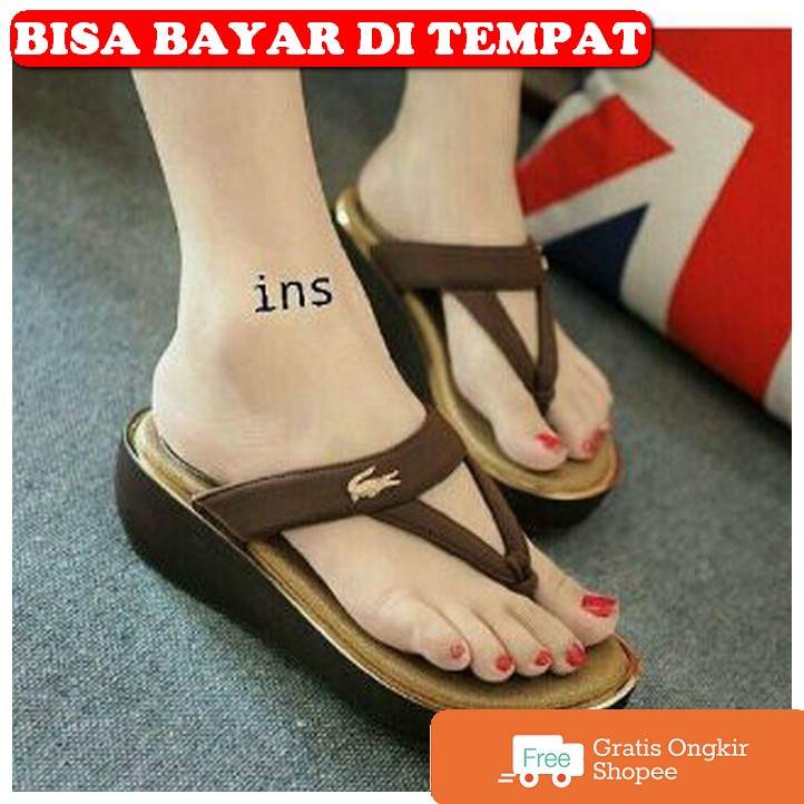 Sepatu Remaja Kekinian Model Terbaru Murah / Flashsale Wedges Go1 RZ775 Wedges Crocodile Nn01 Coklat