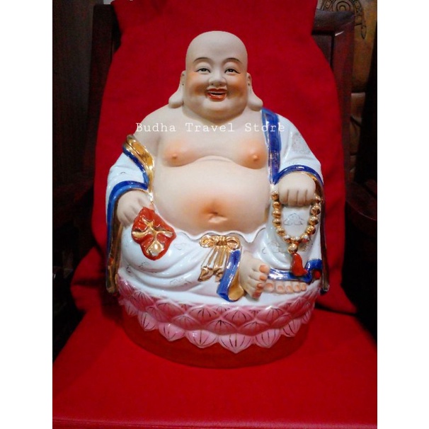 Patung Happy Buddha Maitreya Milek Fo Keramik Kebahagiaan dan Lucky