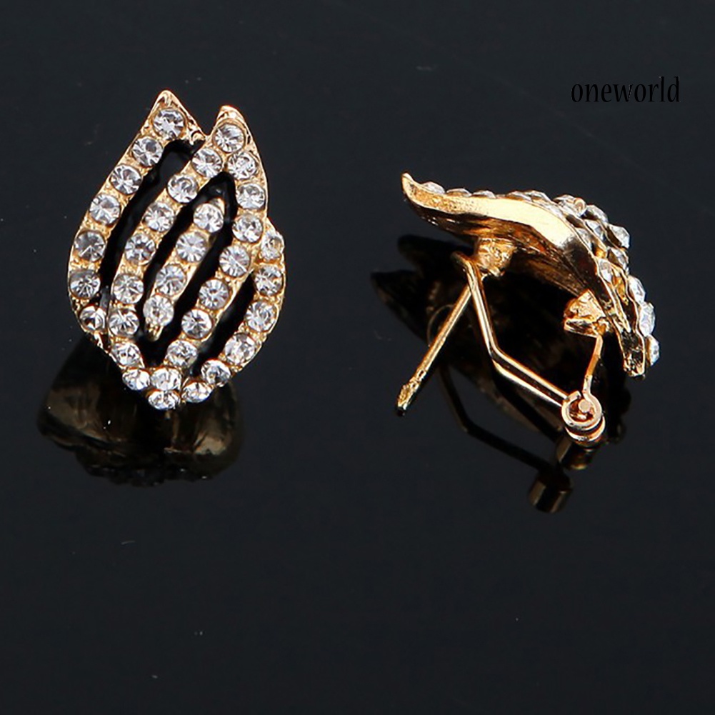 OW@ Women Party Rhinestone Jewelry Tulip Flower Ear Studs Earrings Piercing Gift