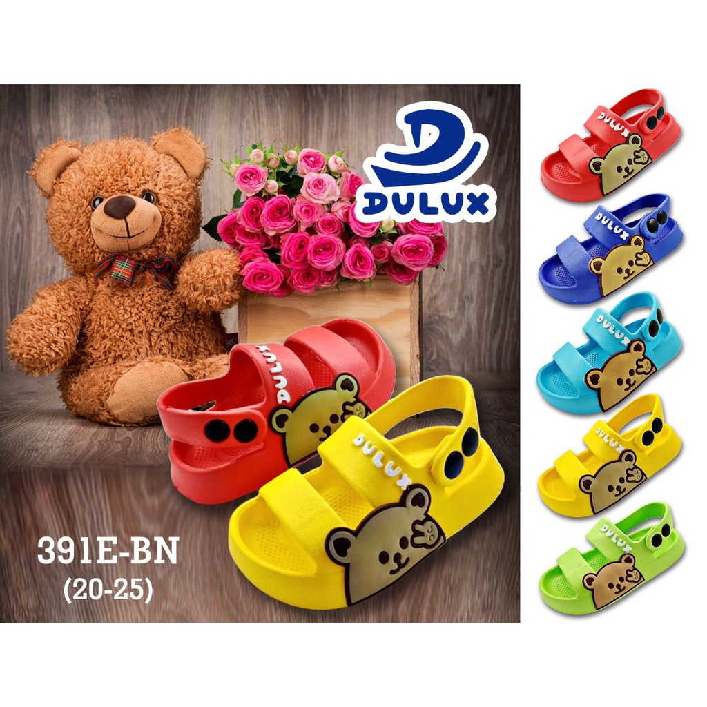 DX-391E-BN Sandal Gunung Anak Laki-Laki / Sandal Selop Dua Tali Tali Belakang Motif Beruang Merek Dulux Ukuran 20-25