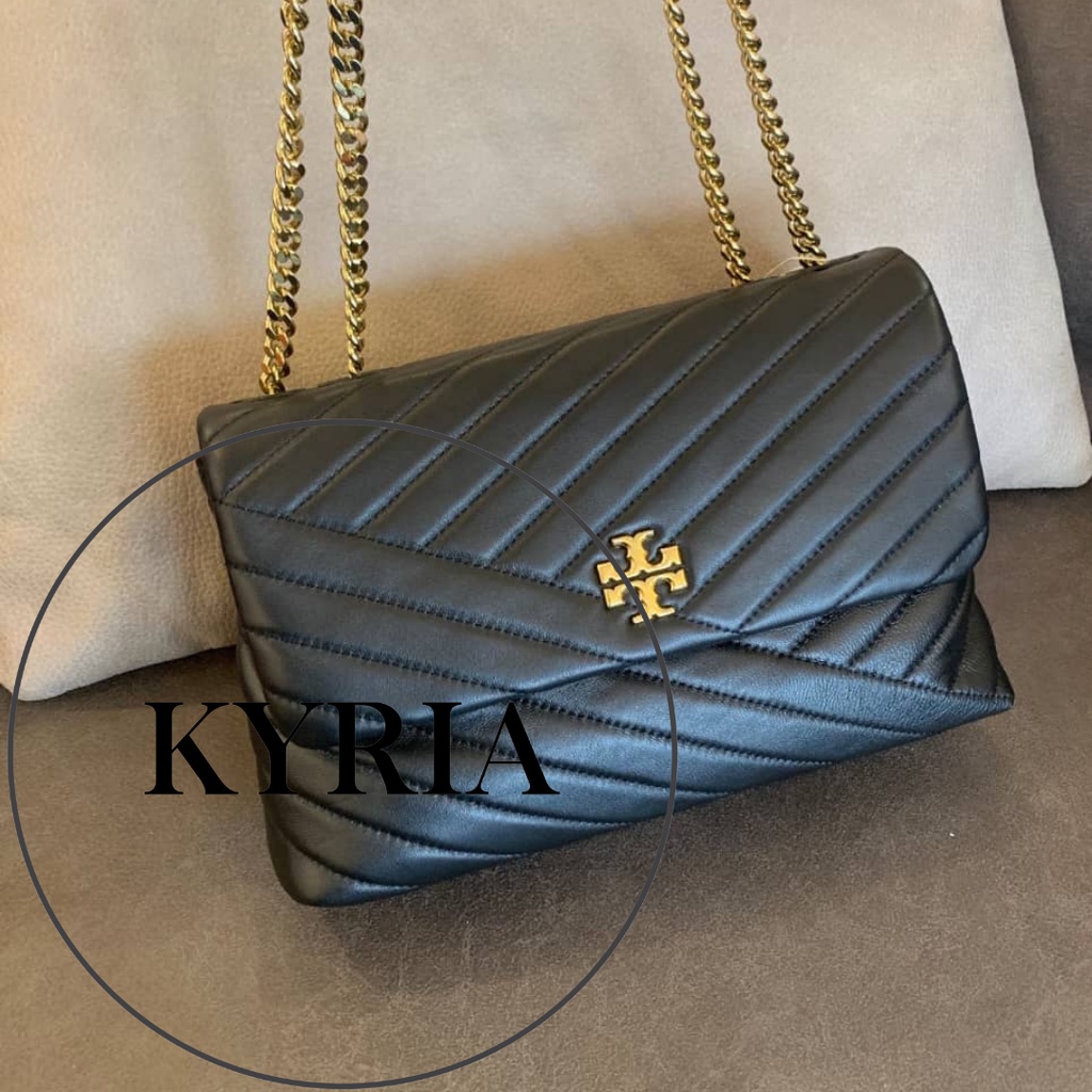 TAS WANITA WOMEN TB TORY 27CM KIRA CHEVRON GOLD SHOULDER BAG 316