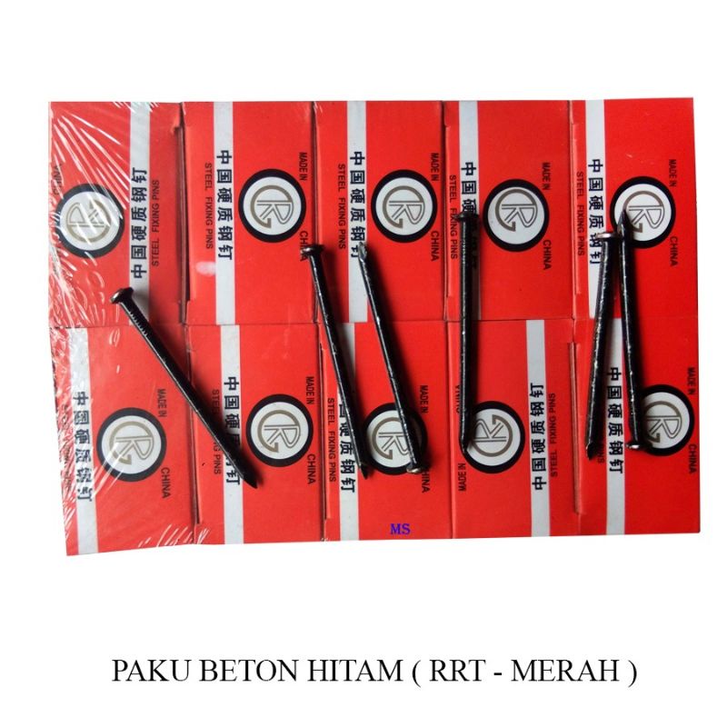Paku Beton - Tembok Hitam Kotak Merah 1-4" Inch