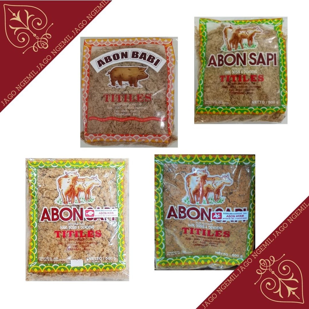 Abon TITILES 500gr - Ayam - Babi - Sapi &amp; Ikan- Abon Bali