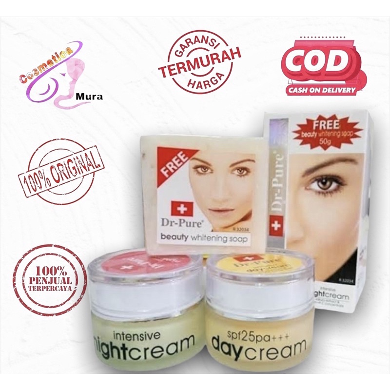 paket - Dr pure set bpom - cream wajah dr pure lightening set bpom