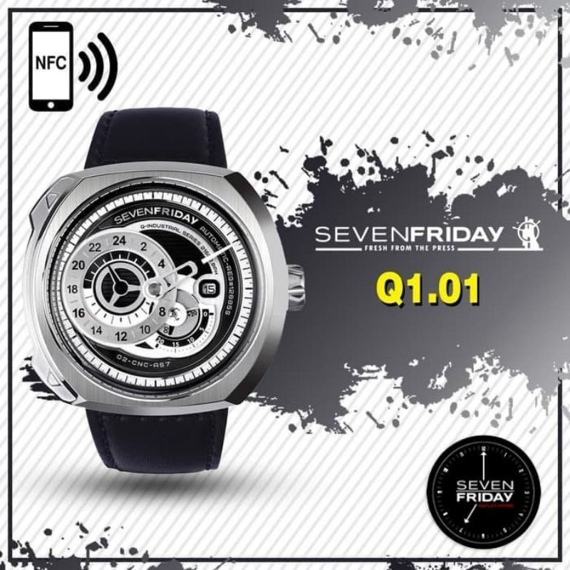 Sevenfriday Sf-Q1/01 Leather Automatic With Authentication Scan NFC + Box Persegi Sevenfriday