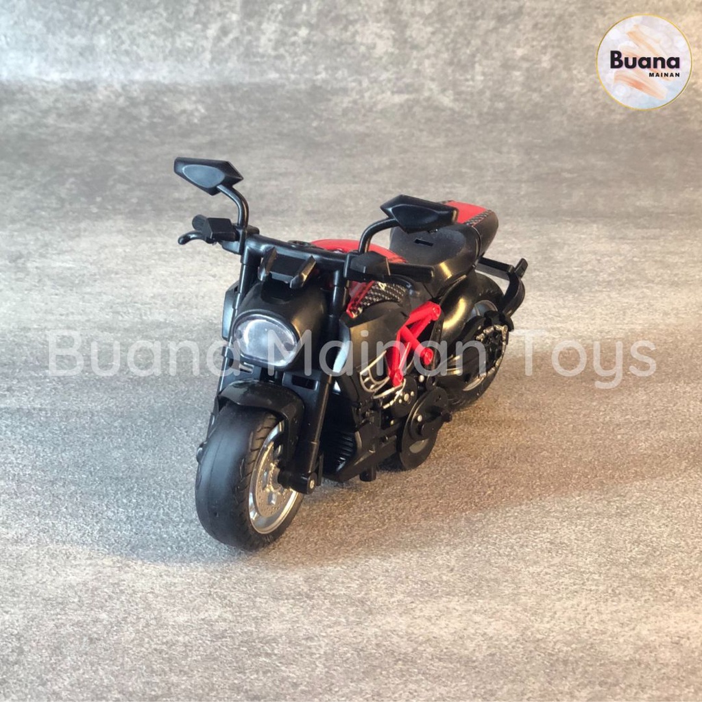 DIECAST SEPEDA MOTOR MODEL SPORT MAINAN ANAK PULLBACK LAMPU SUARA