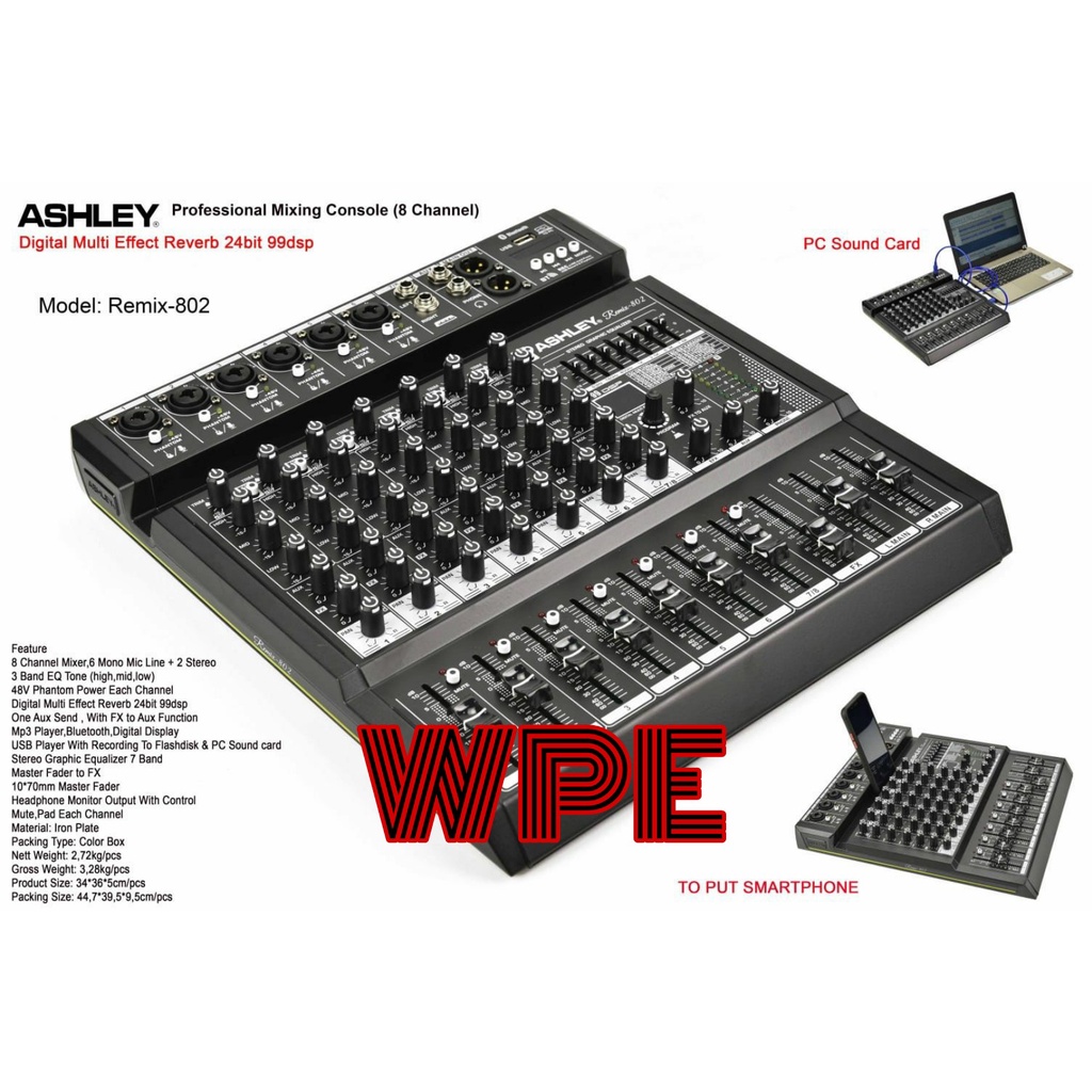 mixer audio ashley remix 802/ashley remix802 8 channel original