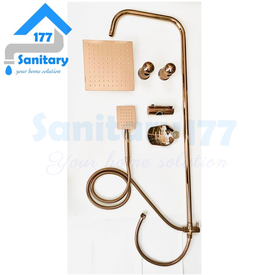 Paket Tiang Shower Set Coloum ROSEGOLD TS7- Set Tiang Shower Rainfall Mixer Komplit Stainless Rose Gold