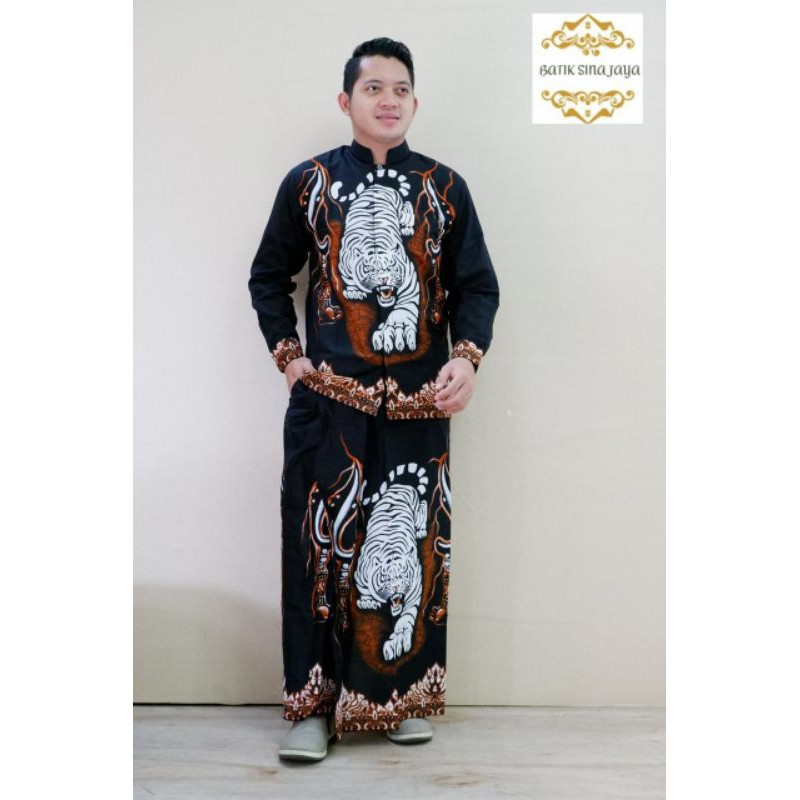 Sarung setelan baju koko batik solo halus motif macan kujang