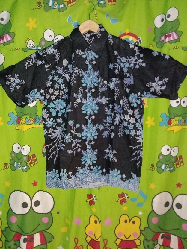 Batik Couple Keluarga Terkini Sania Ruffle Ori Ndoro Jowi Dnt Motif Cibulan Biru