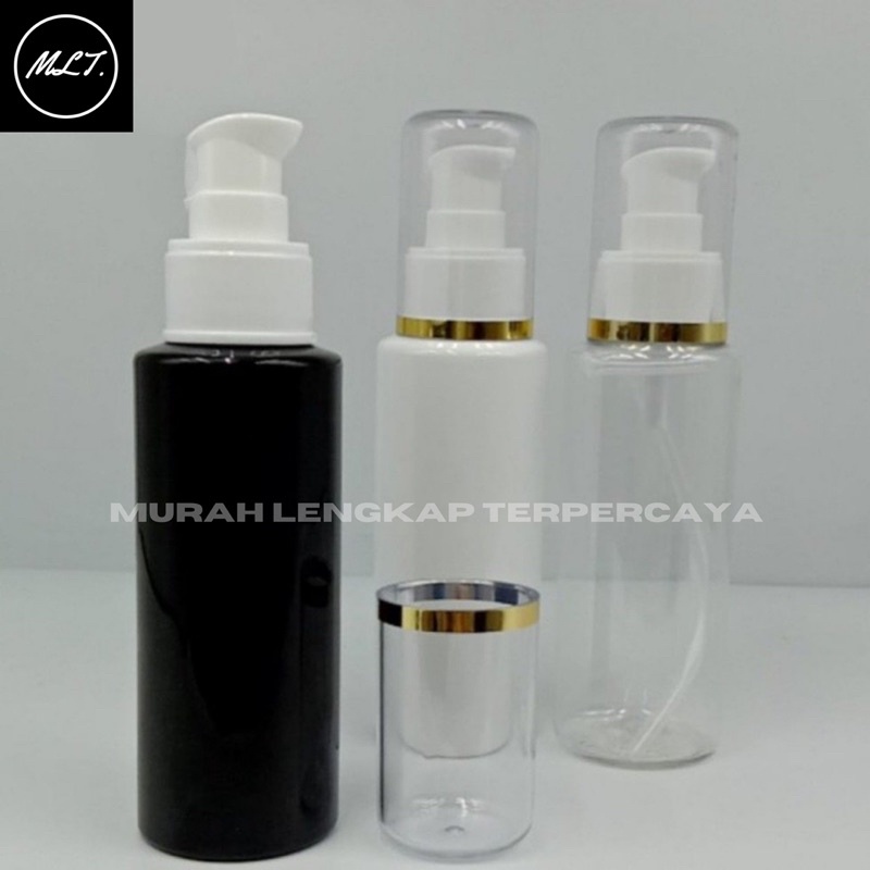 BOTOL TREATMENT PUMP 100ML RF PET / BOTOL PUMP TREATMENT LIS GOLD RF 100 ML HITAM PUTIH DAN NATURAL PUMP TREATMENT FULLCAP PUTIH LIS GOLD