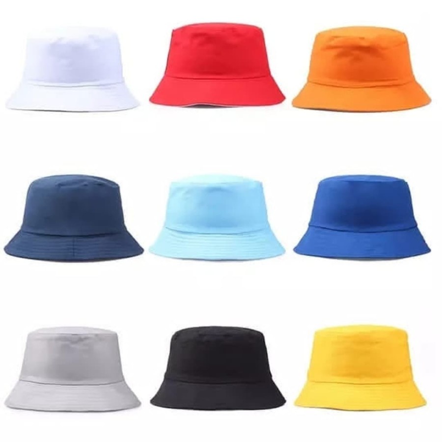 Promo Topi bucket POLOS premium bolak balik Cowok / Cewek terlaris no 1 wide lebar Korean Style Hits Kekinian